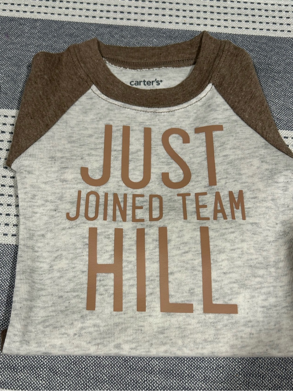 Carter's Custom made Raglan Top - Olive green, brown, red and navy size newborn